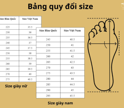 Bảng size giày Hàn Quốc với Việt Nam và cách quy đổi chuẩn xác